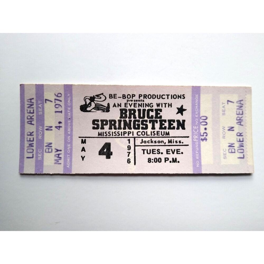 Bruce Springsteen Concert Ticket Coliseum Jackson MS Original 1976 UNUSED Rock